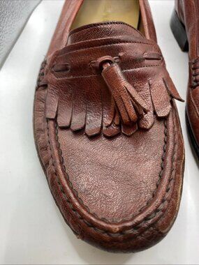 Freeman Free Flex Men's Brown Leather Weave Tassel Loafers Shoes SIZE 10 M EUC